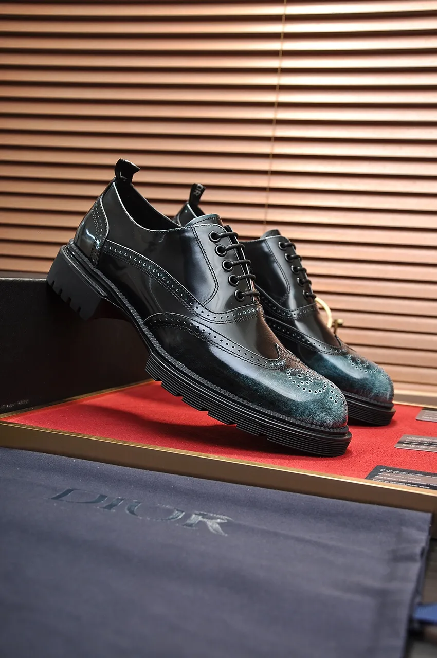 Men's shoes💰720💶【Dior】High-end goods Niuli Original order quality Dior —🆘.Dior original order purchasing, high-end leather shoes, fabric: imported from Italy open-edge beaded cowhide➕water-dyed cowhide/cowhide lining➕specially provided original outsole, fine workmanship, real-life shooting🎬size: 38-45 (45 customized)